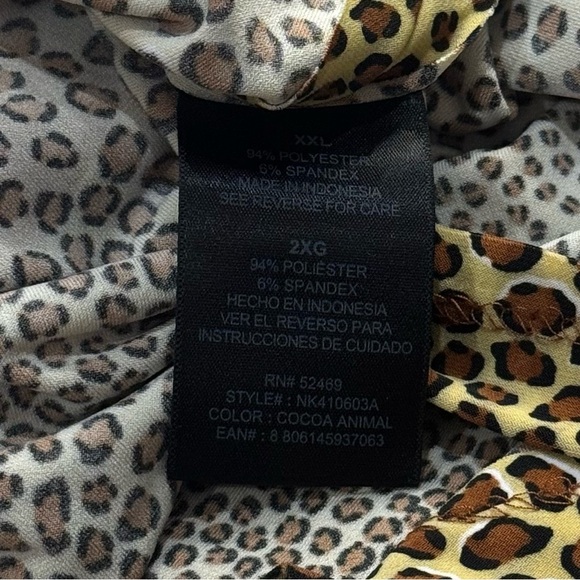 Norma Kamali Leopard Animal Print Side Ruched Midi Dress Jersey Comfort XXL - Picture 10 of 12